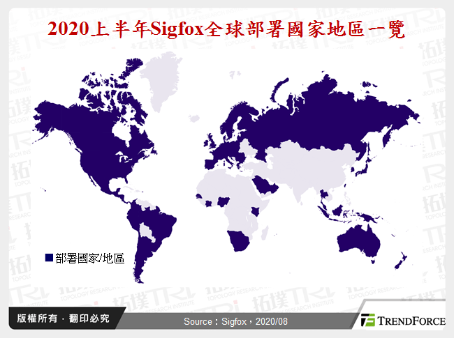 2020上半年Sigfox全球部署國家地區一覽