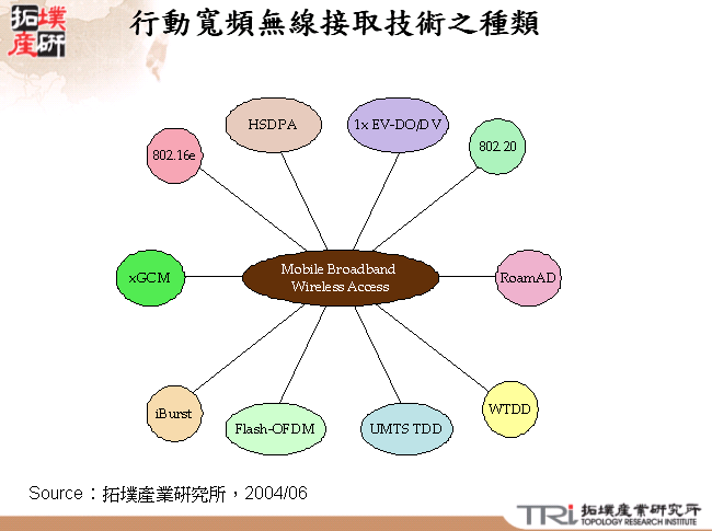 行動寬頻無線接取技術之種類