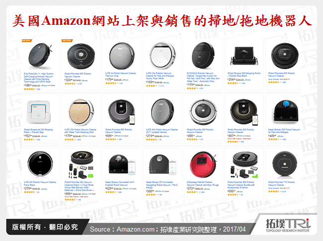 美國Amazon網站上架與銷售的掃地/拖地機器人