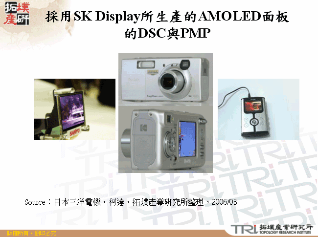 採用SK Display所生產的AMOLED面板的DSC與PMP