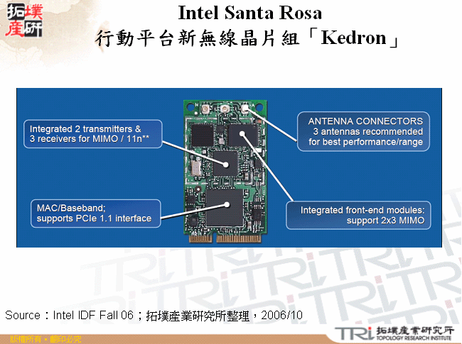 Intel Santa Rosa行動平台新無線晶片組「Kedron」