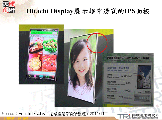 Hitachi Display展示超窄邊寬的IPS面板