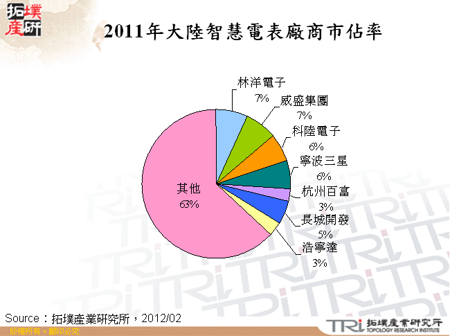 2011年大陸智慧電表廠商市佔率