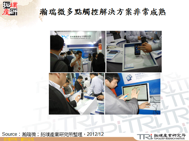 瀚瑞微多點觸控解決方案非常成熟
