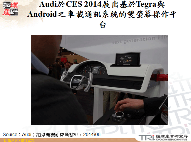 Audi於CES 2014展出基於Tegra與Android之車載通訊系統的雙螢幕操作平台