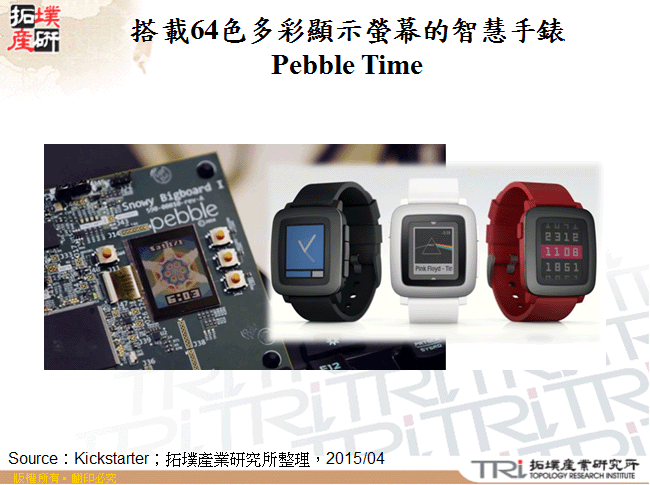 搭載64色多彩顯示螢幕的智慧手錶Pebble Time