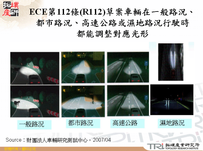 ECE第112條(R112)草案車輛在一般路況、都市路況、高速公路