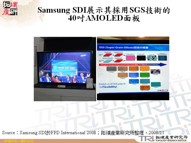 Samsung SDI展示其採用SGS技術的40吋AMOLED面板