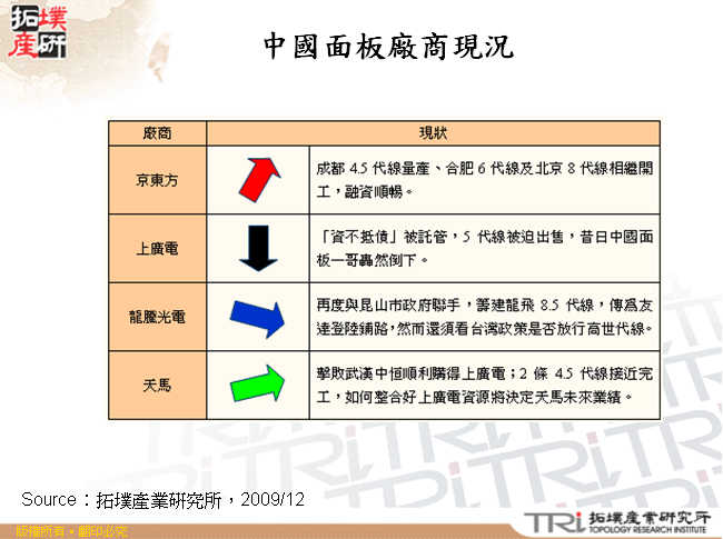 中國面板廠商現況